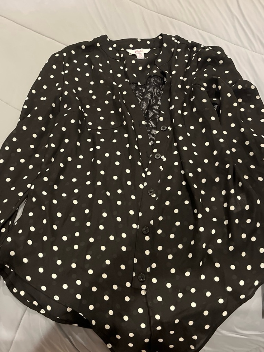 Candie's Black and White Polka Dot Button-Down Blouse